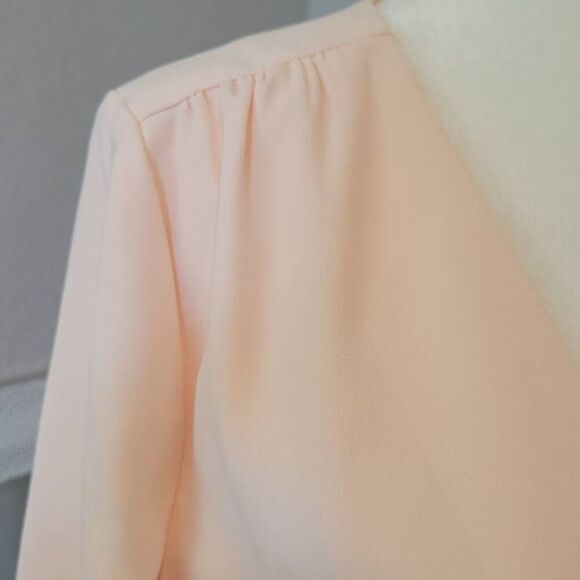 J. Crew Wrap Dress Crepe Cream Pink Tie Waist Long Sleeves Size 10T - Picture 7 of 13